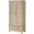 Country Oak 2 Door Gents Wardrobe - White Washed