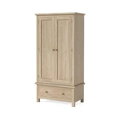 Country Oak 2 Door Gents Wardrobe - White Washed image