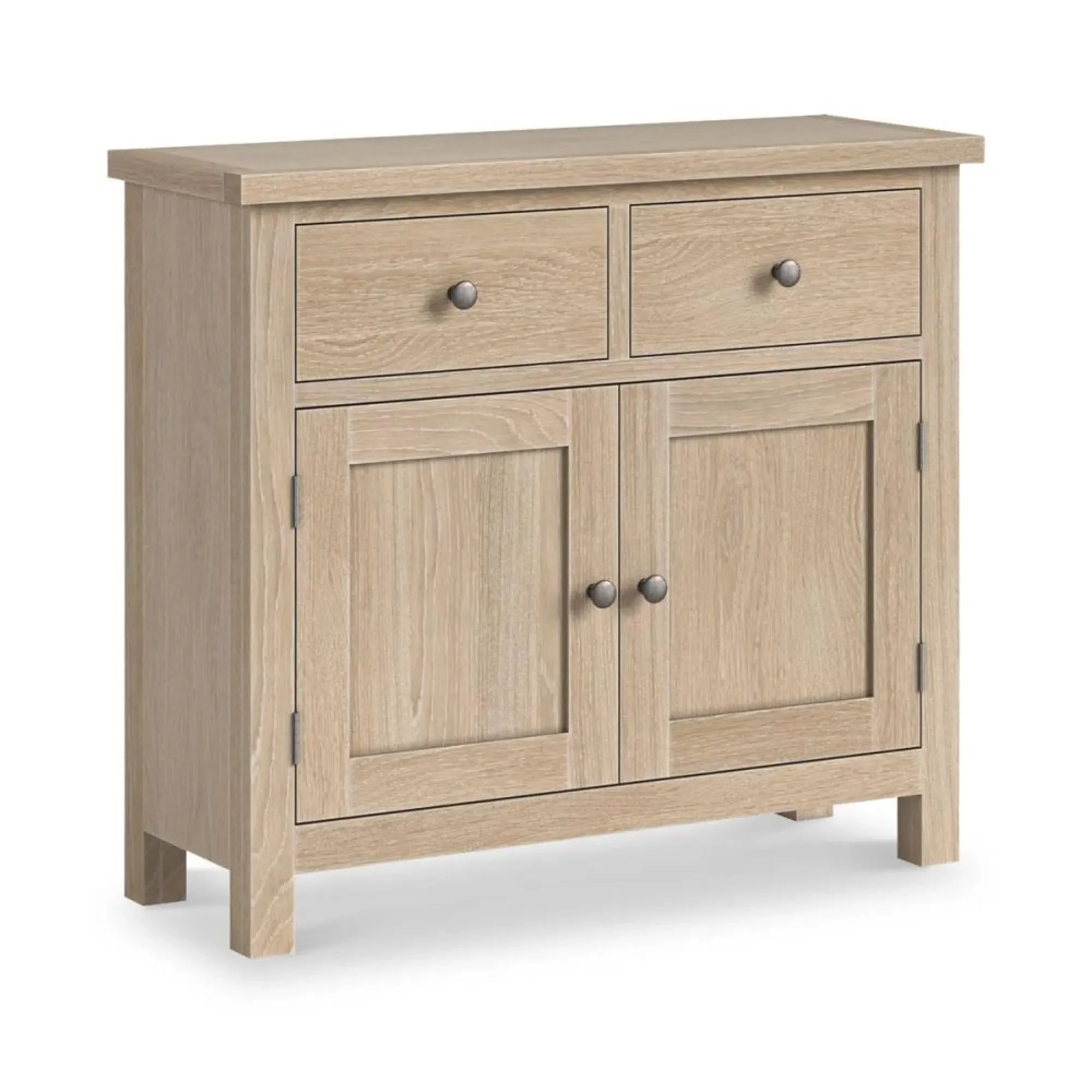 Country Oak 2 Door Medium Sideboard - White Washed