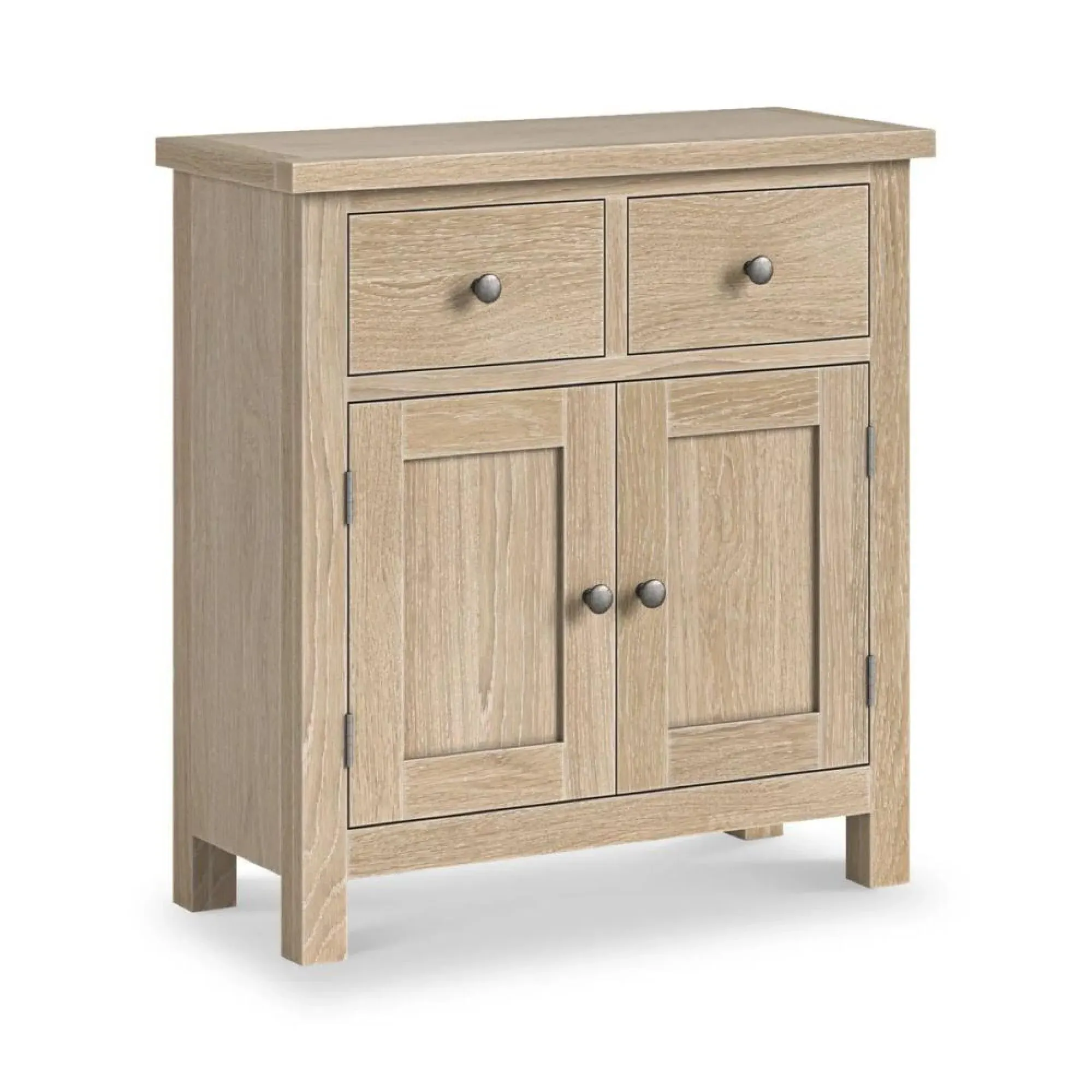 Country Oak 2 Door Small Sideboard - White Washed