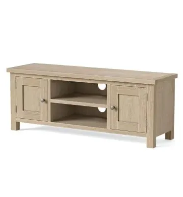 Country Oak 2 Door TV Unit with Storage - White Washed image