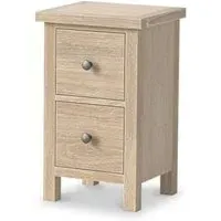 Country Oak 2 Drawer Narrow Bedside Cabinet - White