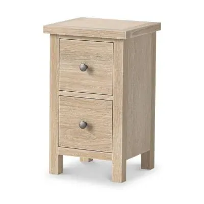 Country Oak 2 Drawer Narrow Bedside Cabinet - White image