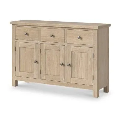Country Oak 3 Door Large Sideboard - White