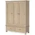 Country Oak 3 Door Triple Wardrobe - White Washed