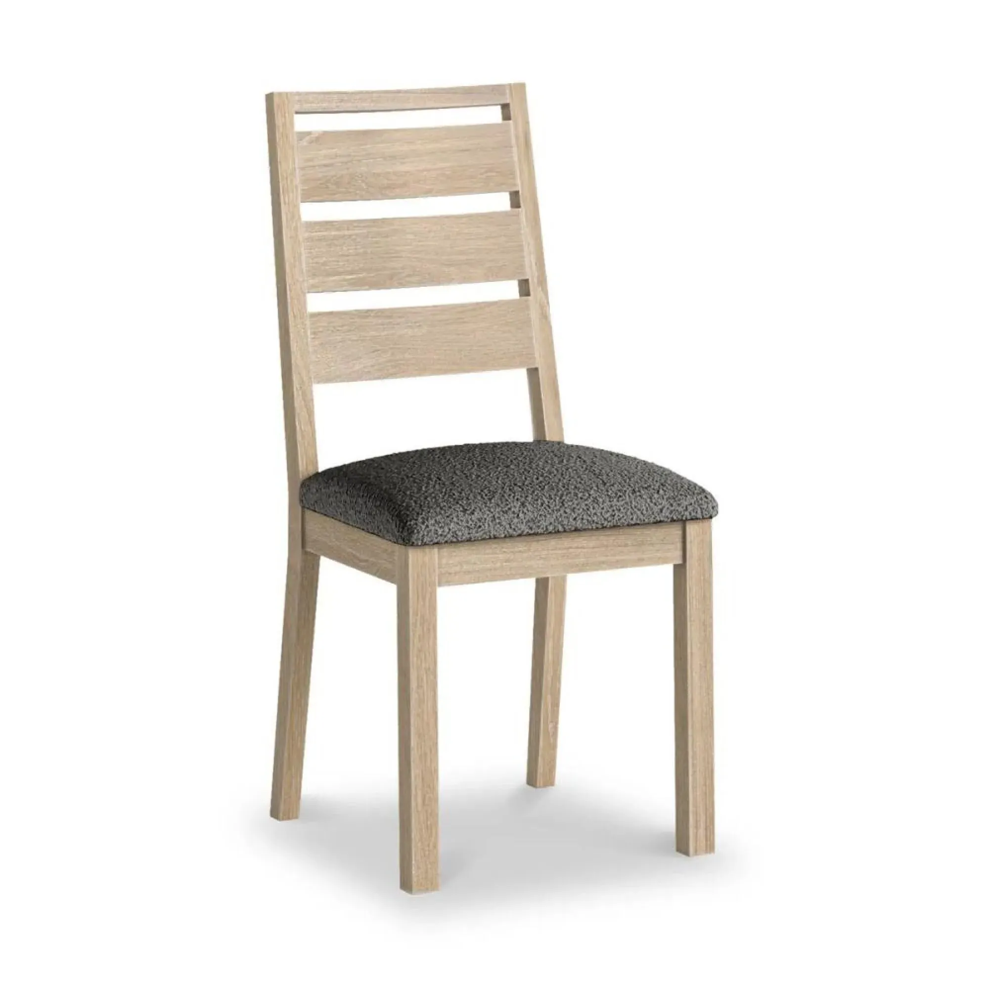 Country Oak Dining Chair - Grey, Boucle