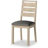 Country Oak Dining Chair - Grey, Boucle