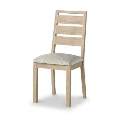 Country Oak Dining Chair - White, Boucle