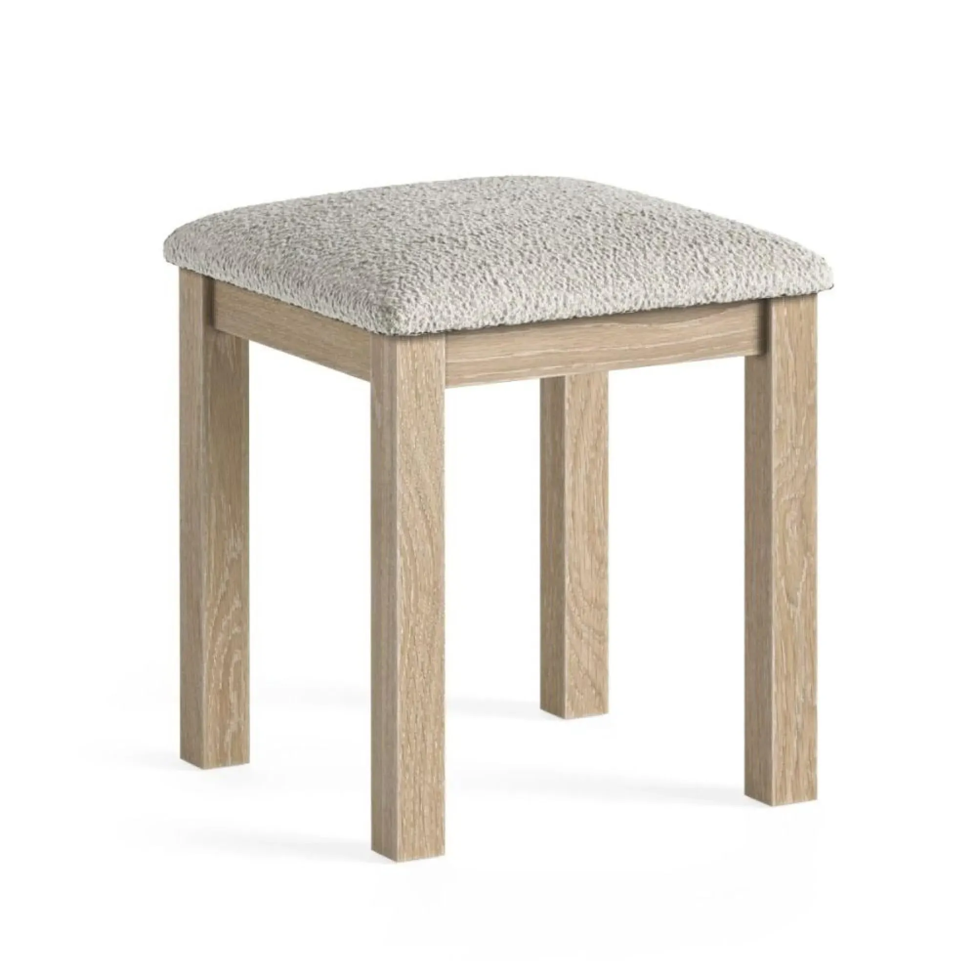 Country Oak Dressing Padded Stool - White Washed