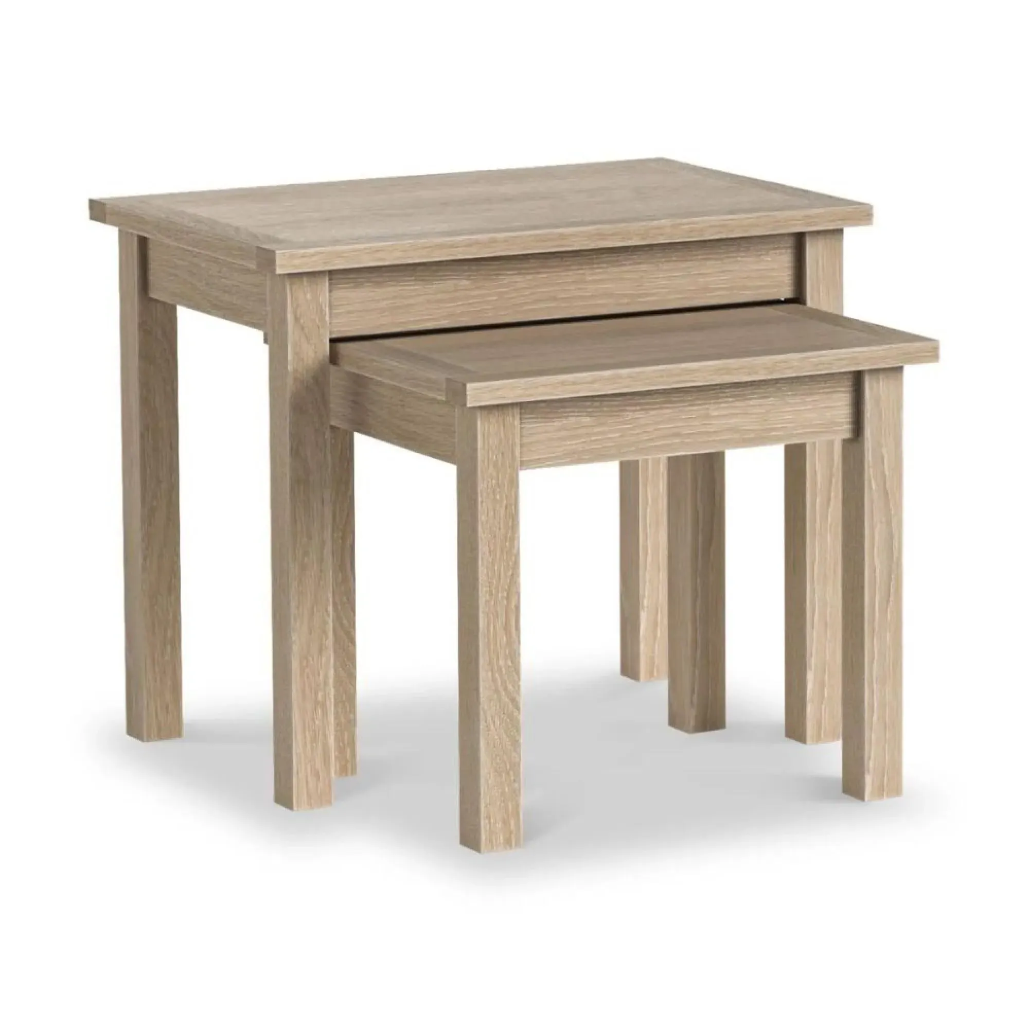 Country Oak Nest of 2 Tables - White Washed
