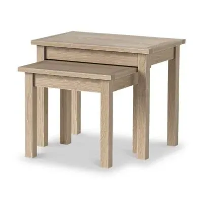 Country Oak Nest of 2 Tables - White Washed