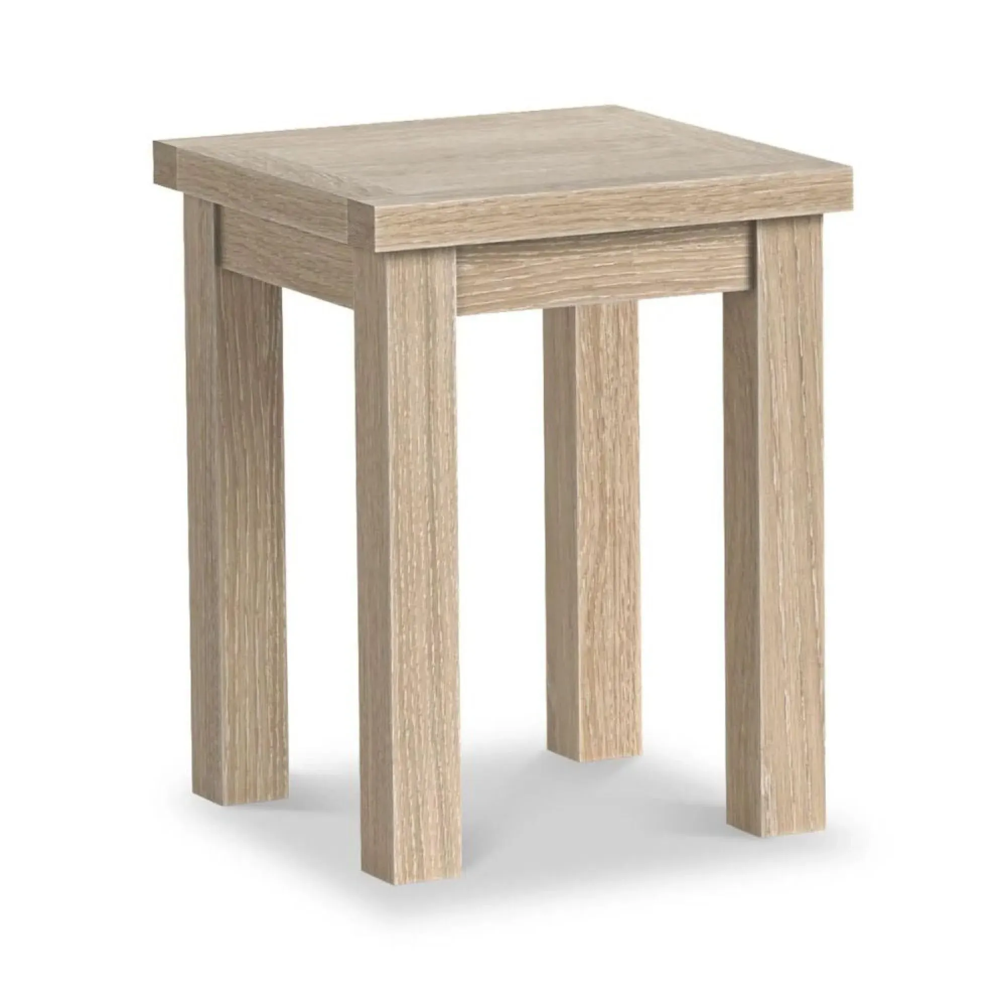 Country Oak Square Lamp Table - White Washed
