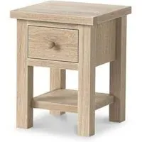 Country Oak Square Lamp Table with Drawer - White Washed
