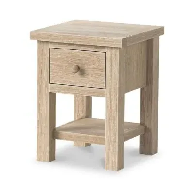 Country Oak Square Lamp Table with Drawer - White Washed