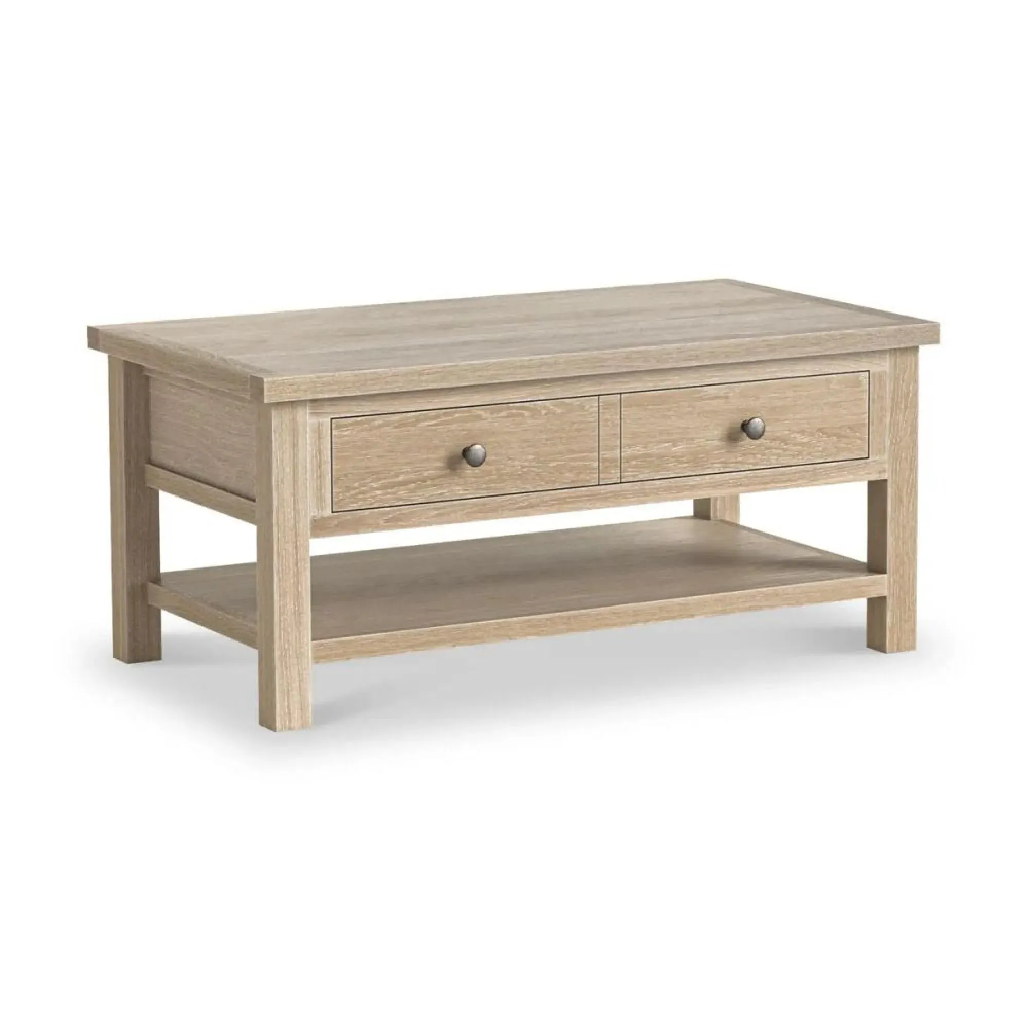 Country Oak Storage Coffee Table - White Washed