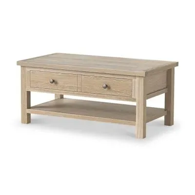Country Oak Storage Coffee Table - White Washed image