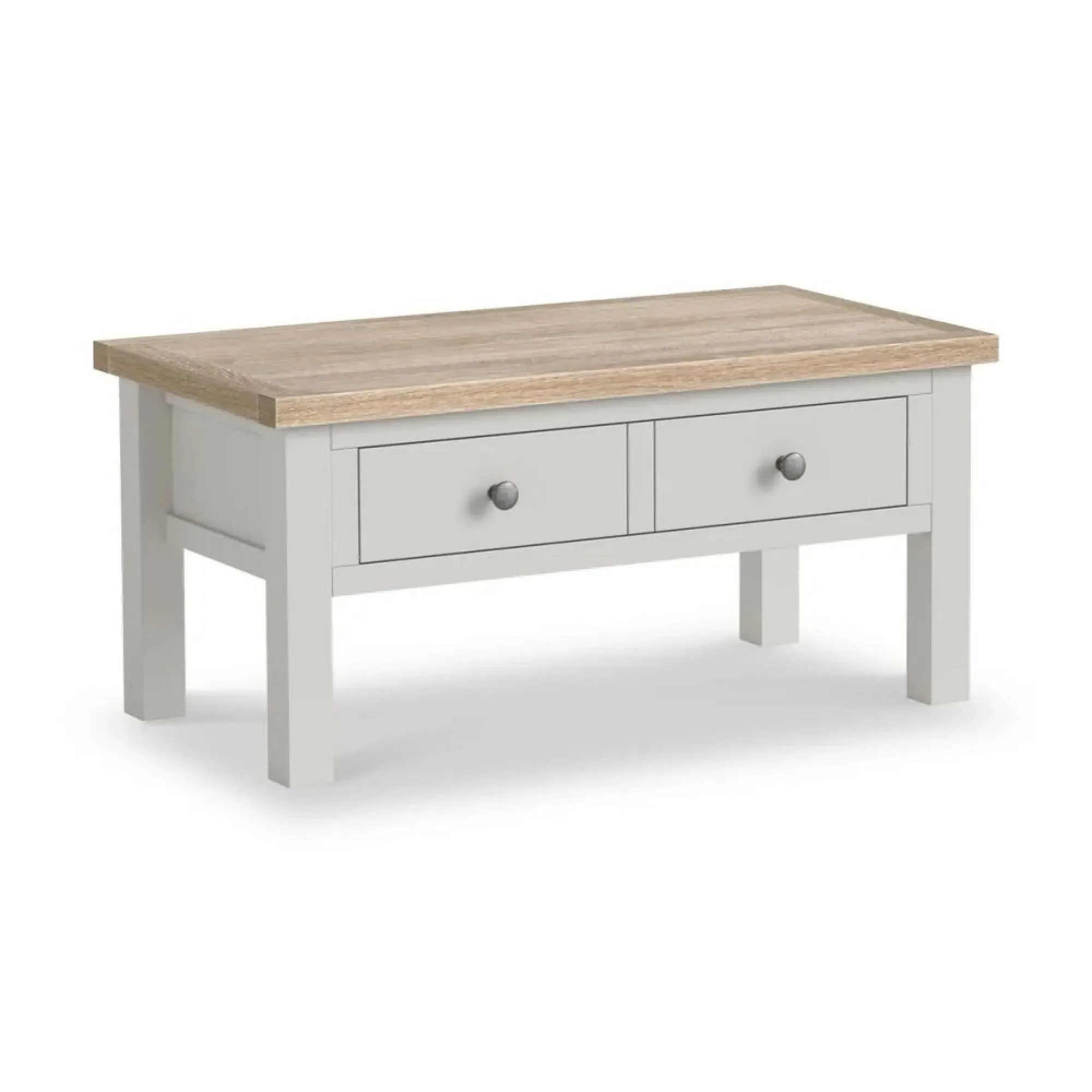Grey 2 Drawer Coffee Table - Light Grey