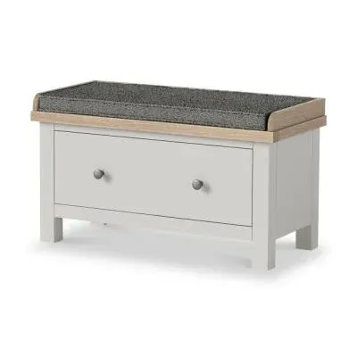 Grey Painted 1 Drawer Hallway Bench - Light Grey