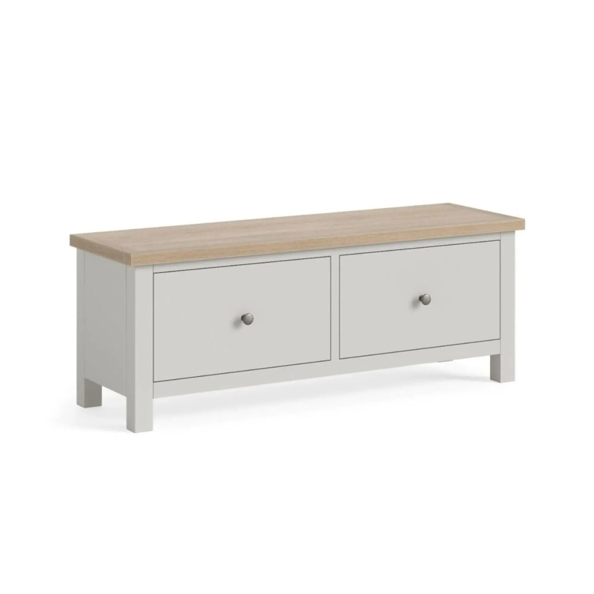 Grey Painted 2 Drawer Large Bench - Light Grey