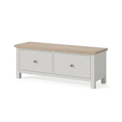 Grey Painted 2 Drawer Large Bench - Light Grey