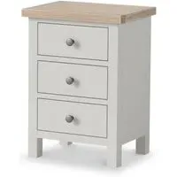 Grey Painted 3 Drawer Bedside Cabinet - Light Grey