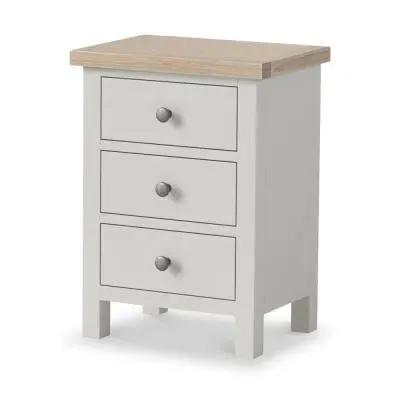 Grey Painted 3 Drawer Bedside Cabinet - Light Grey