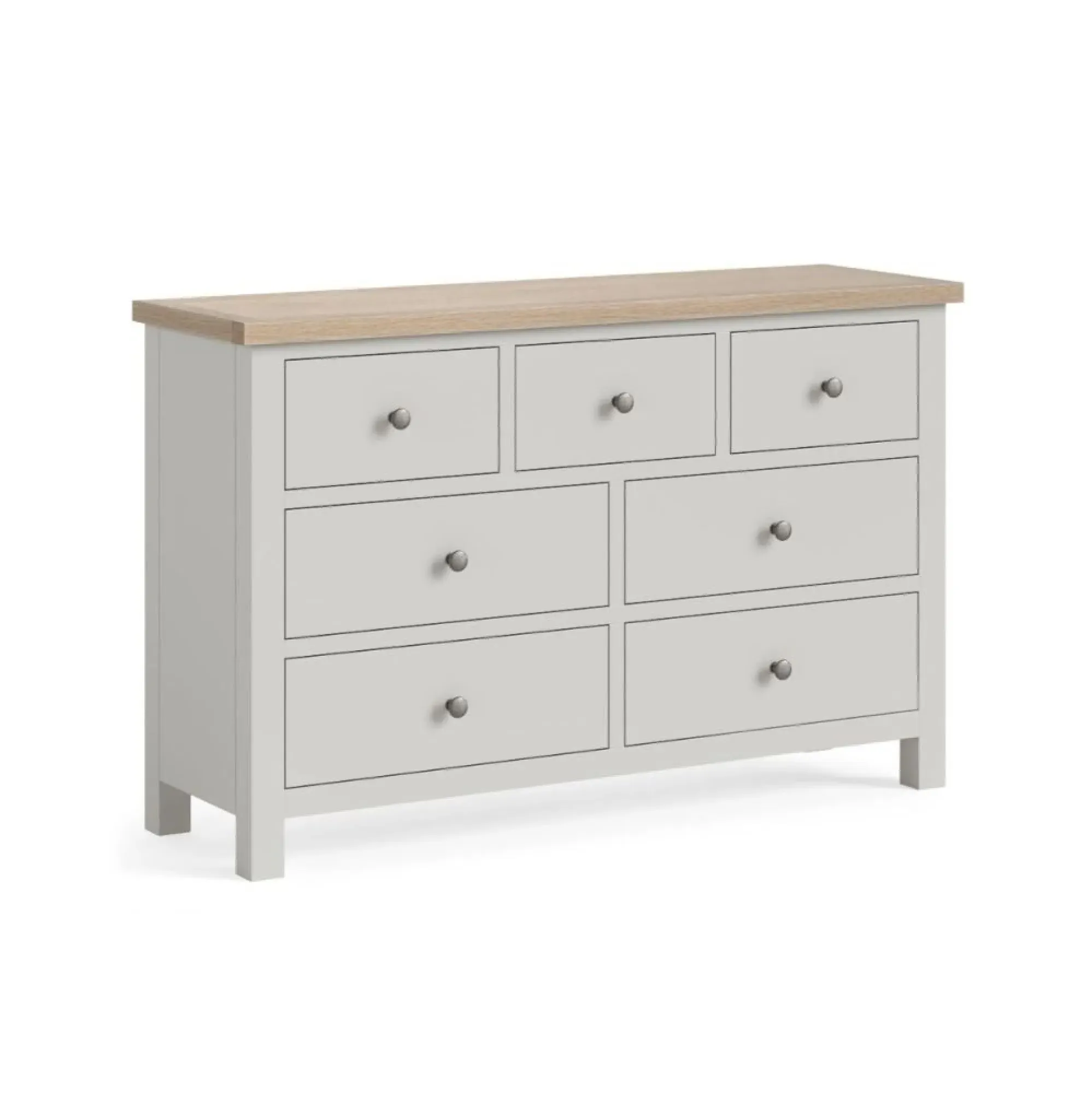 Grey Painted 3+4 Drawer Wide Chest - Light Grey