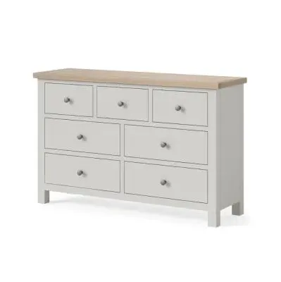Grey Painted 3+4 Drawer Wide Chest - Light Grey