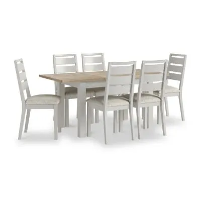 Grey Painted 4-6 Seater Extending Dining Set - Light Grey