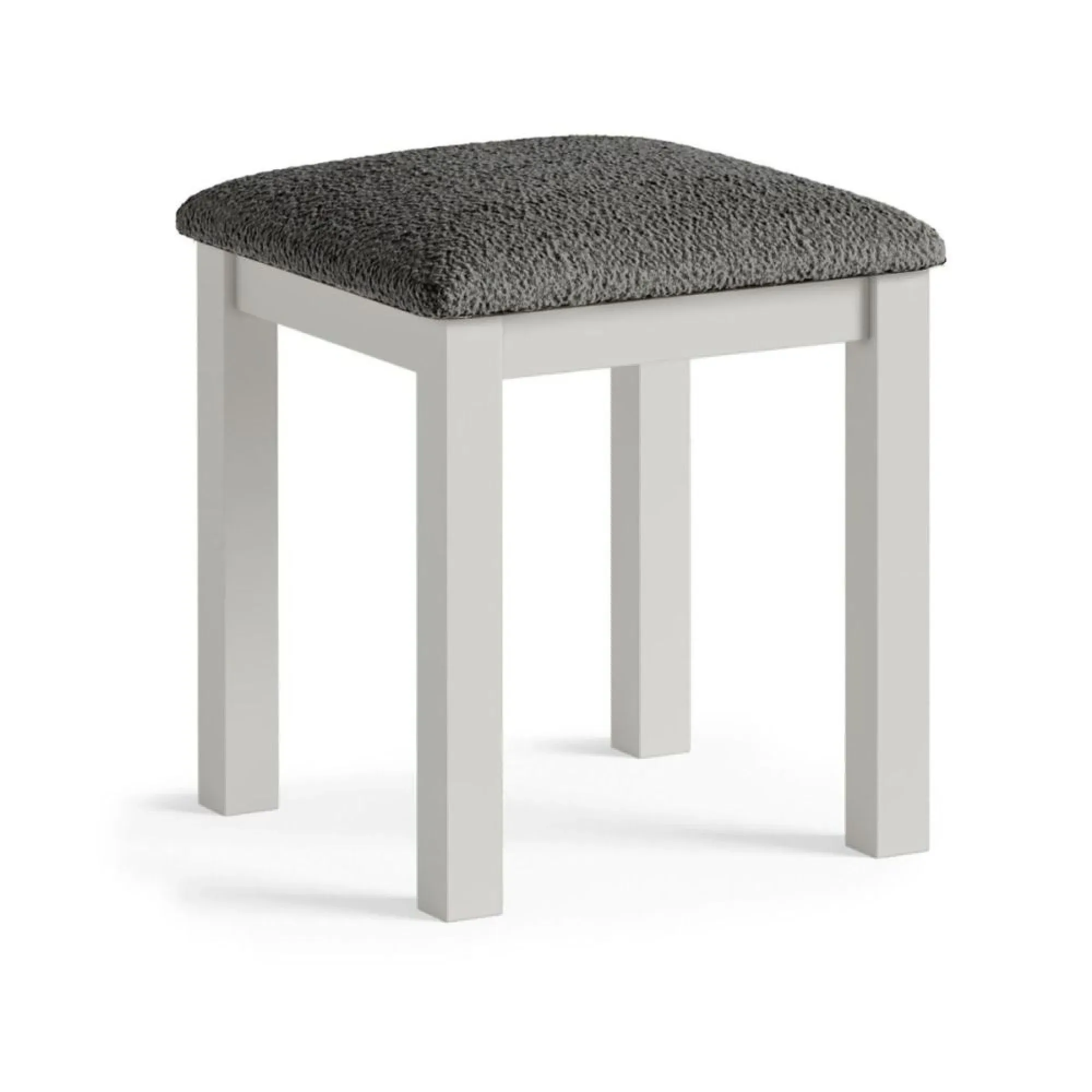 Grey Painted Dressing Padded Stool - Light Grey