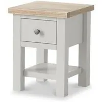 Grey Painted Square Lamp Table with Drawer - Light Grey