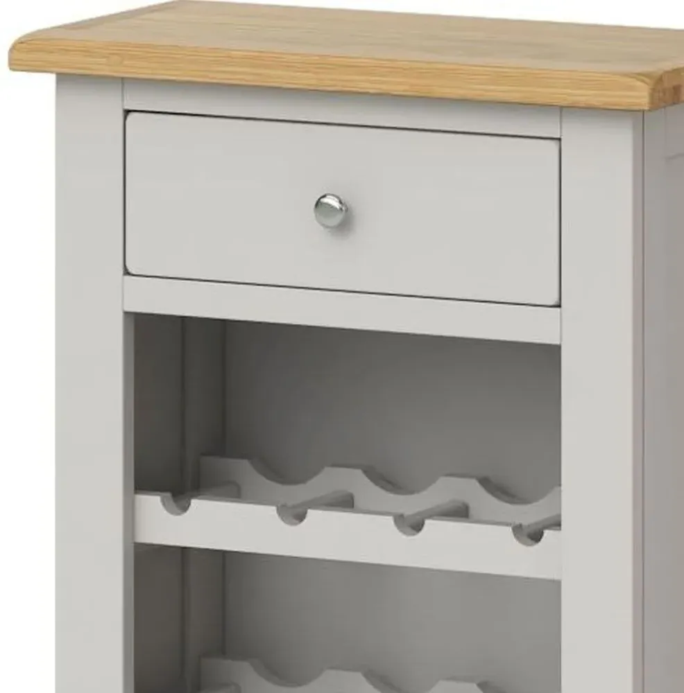 Guildford Wine Cabinet with Drawer - Grey, Oak