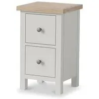 Hampstead 2 Drawer Narrow Bedside Cabinet - Light Grey