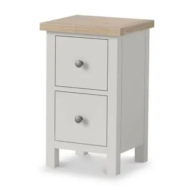 Hampstead 2 Drawer Narrow Bedside Cabinet - Light Grey