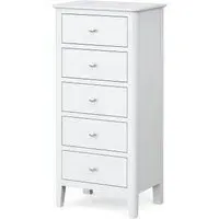 Hampstead 5 Drawer Narrow Chest - White