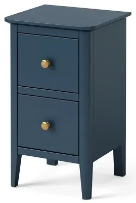 Harrogate 2 Drawer Narrow Bedside Cabinet - Blue