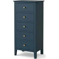 Harrogate 5 Drawer Narrow Chest - Blue