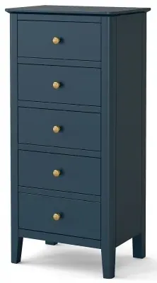 Harrogate 5 Drawer Narrow Chest - Blue image