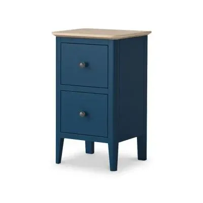 Marlow 2 Drawer Narrow Bedside Cabinet - Blue