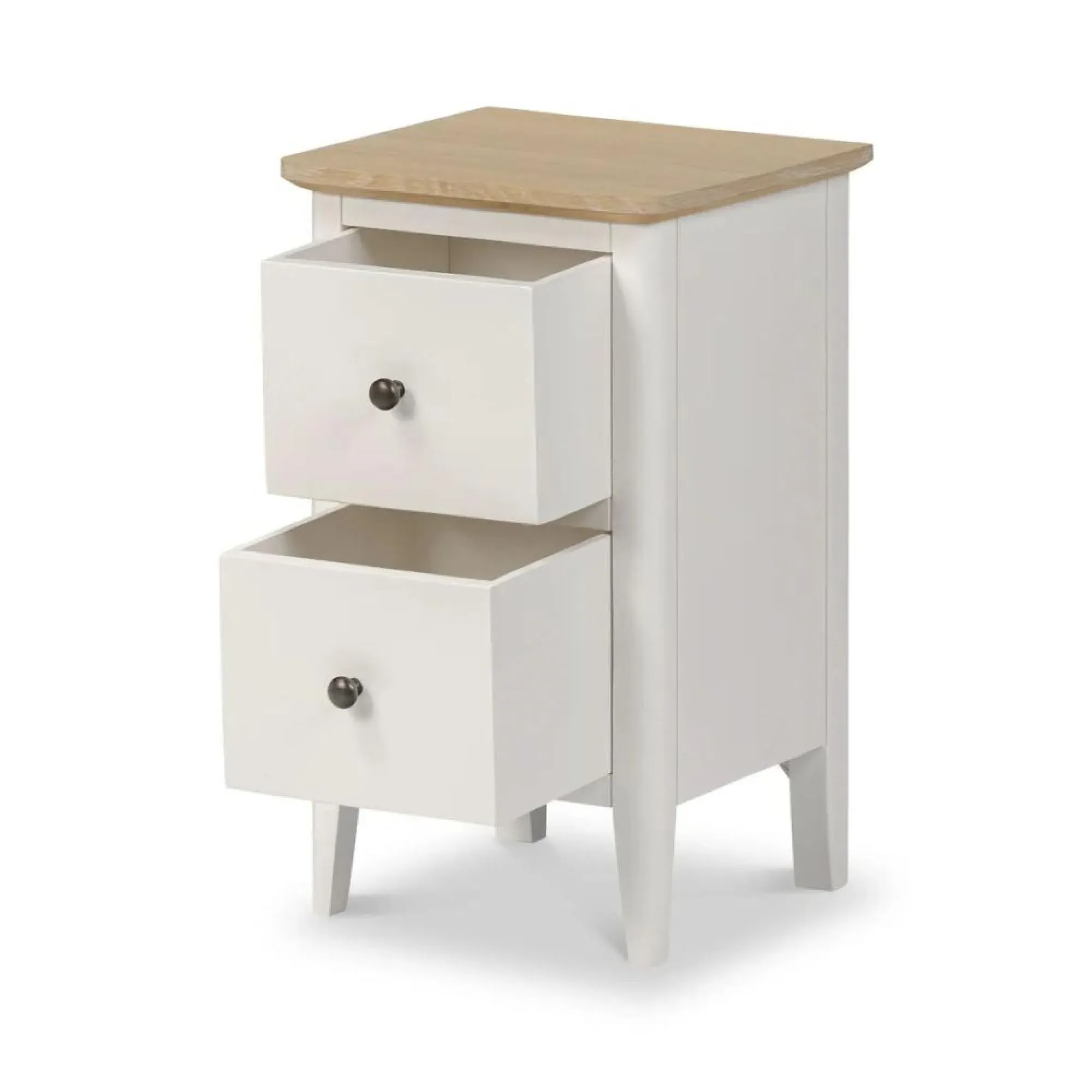Marlow 2 Drawer Narrow Bedside Cabinet - White