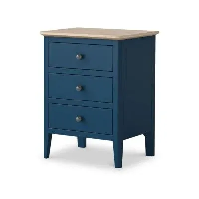 Marlow 3 Drawer Bedside Cabinet - Navy Blue