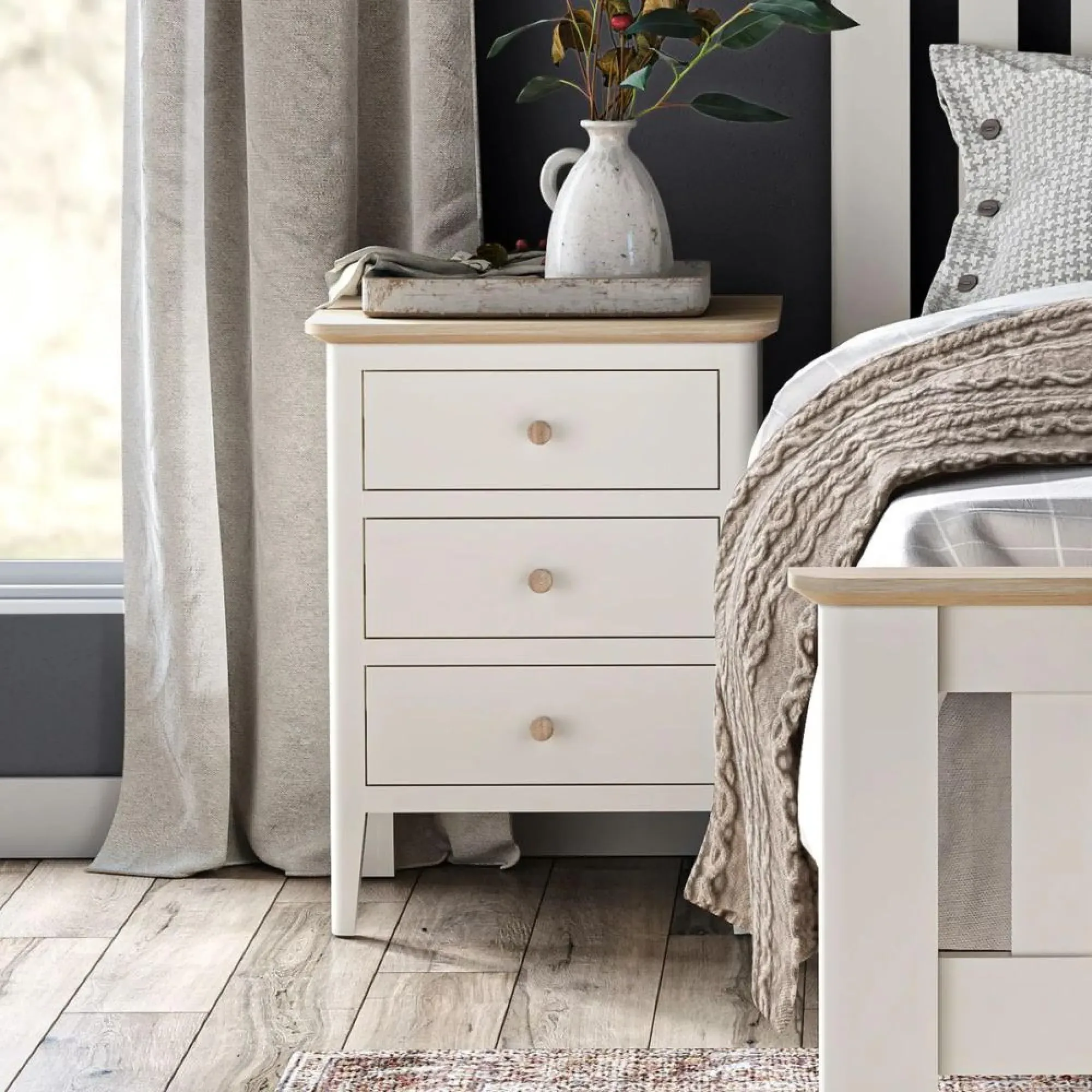 Marlow 3 Drawer Bedside Cabinet - White