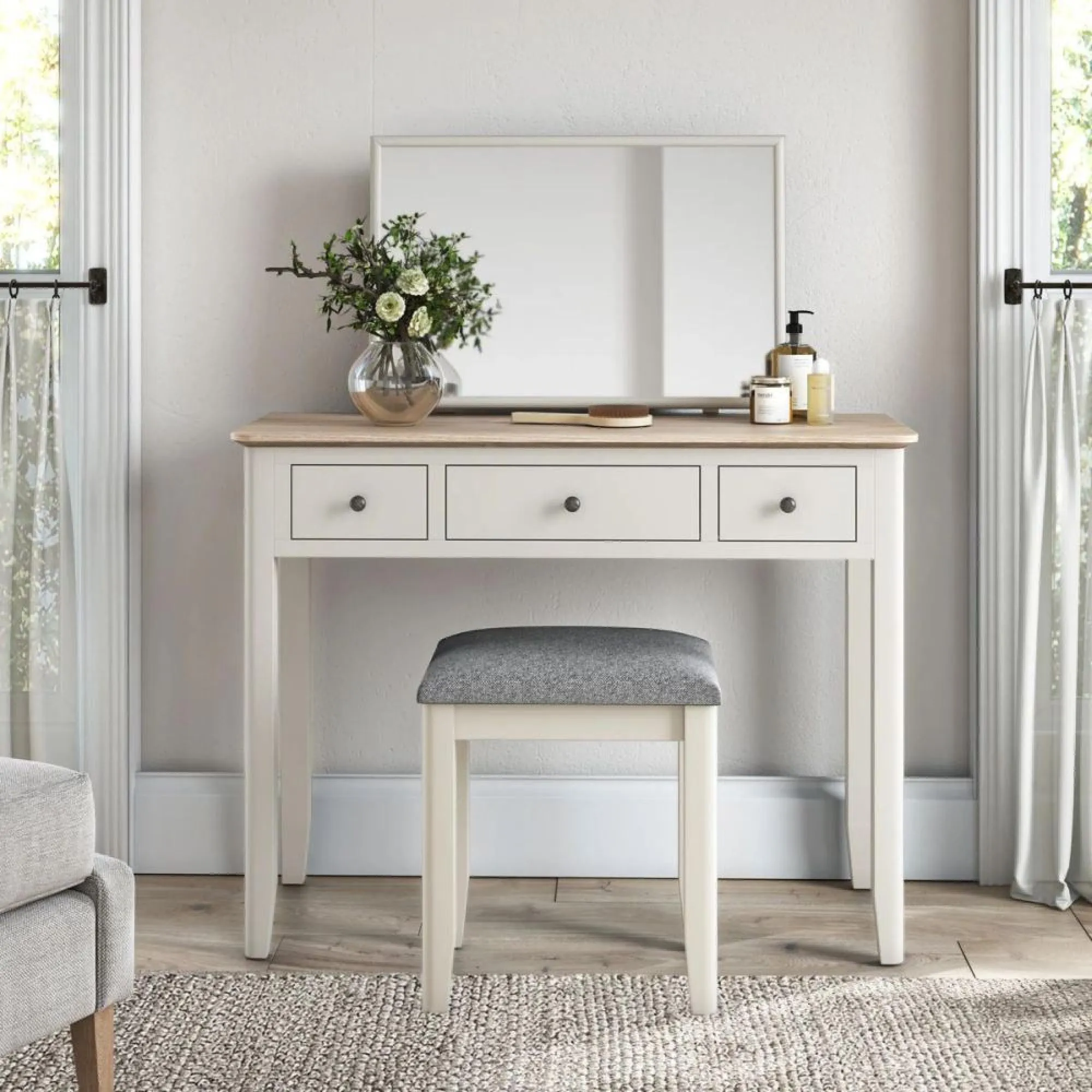 Marlow 3 Drawer Dressing Table Set - White