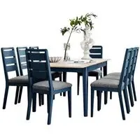 Marlow 6-8 Seater Extending Dining Set with Ladder Back Chair - Navy Blue
