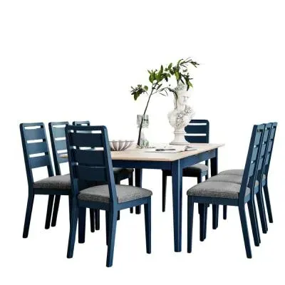 Marlow 6-8 Seater Extending Dining Set with Ladder Back Chair - Navy Blue image
