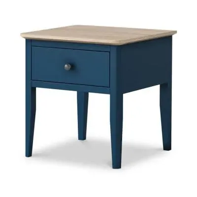 Marlow Blue Painted 1 Drawer Lamp Table - Navy Blue