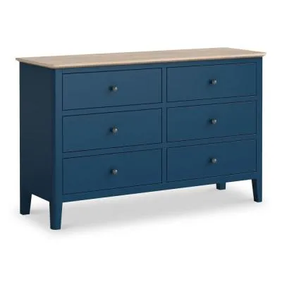 Marlow Blue Painted 6 Drawer Wide Chest - Navy Blue