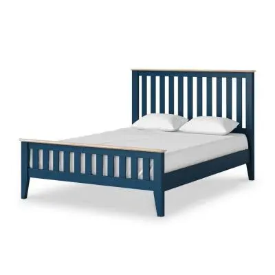 Marlow Double Slatted Bed Frame - Navy Blue