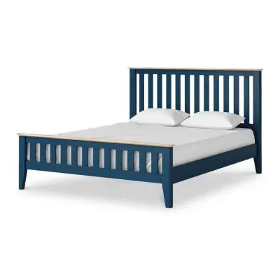 Marlow King Size Slatted Bed - Navy Blue image