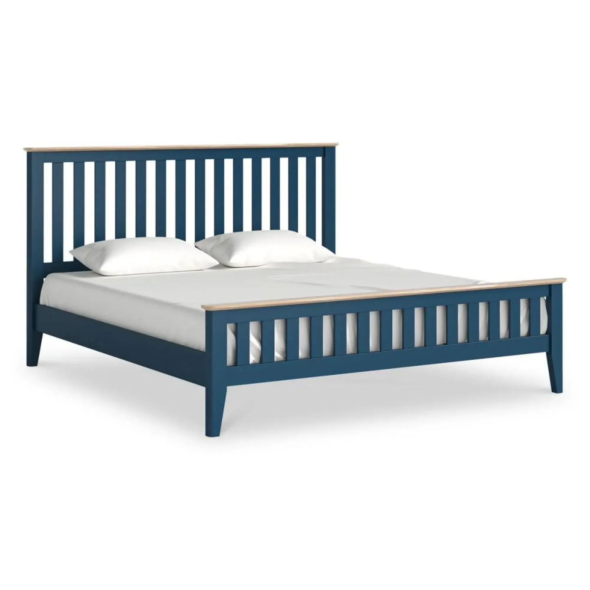 Marlow Queen Size Slatted Bed - Navy Blue